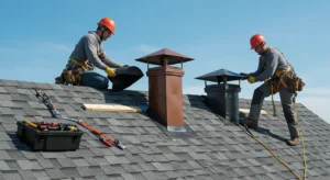 Roofers Install Chimney Caps (2)
